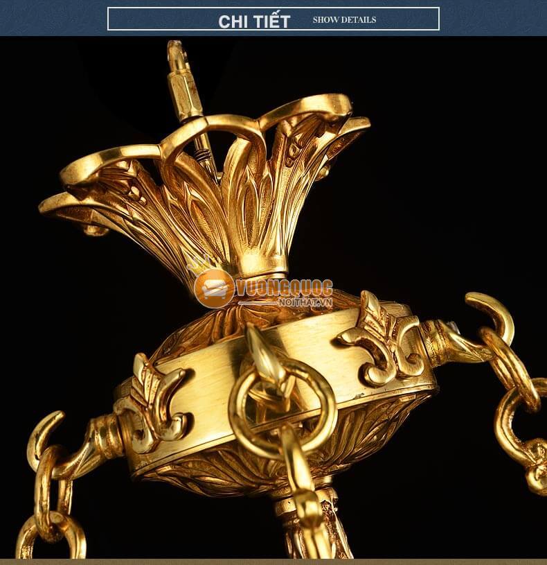 Đèn chùm đồng hiện đại hoa thủy tinh abr181-11